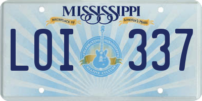 MS license plate LOI337