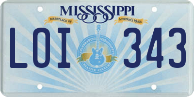 MS license plate LOI343
