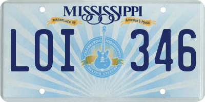 MS license plate LOI346