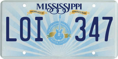 MS license plate LOI347