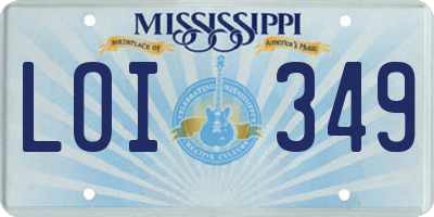 MS license plate LOI349