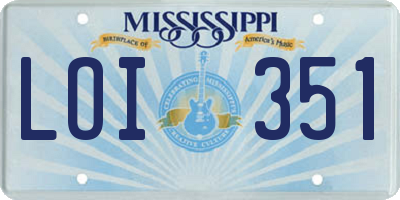 MS license plate LOI351