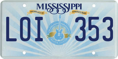 MS license plate LOI353