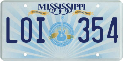 MS license plate LOI354