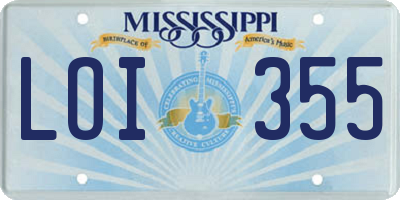 MS license plate LOI355