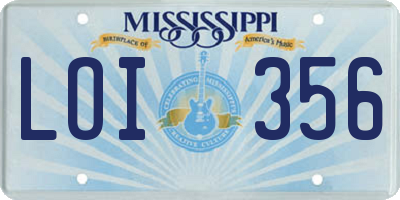 MS license plate LOI356