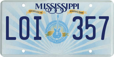 MS license plate LOI357