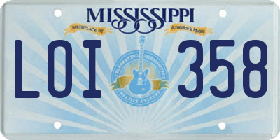 MS license plate LOI358