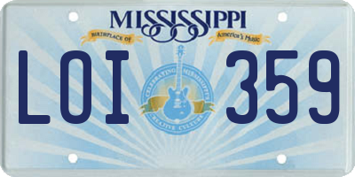 MS license plate LOI359