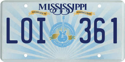 MS license plate LOI361