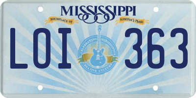 MS license plate LOI363