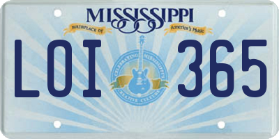 MS license plate LOI365
