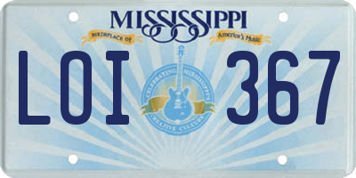 MS license plate LOI367