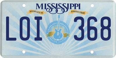 MS license plate LOI368