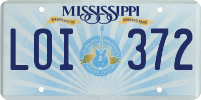 MS license plate LOI372