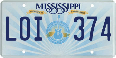 MS license plate LOI374