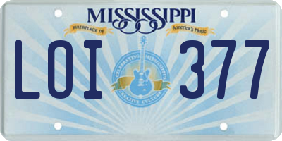 MS license plate LOI377