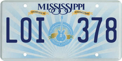 MS license plate LOI378