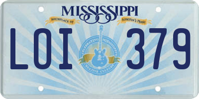 MS license plate LOI379