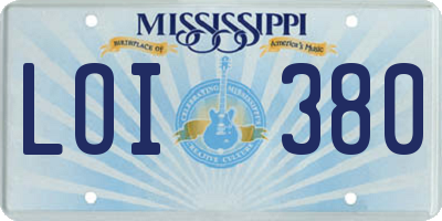 MS license plate LOI380