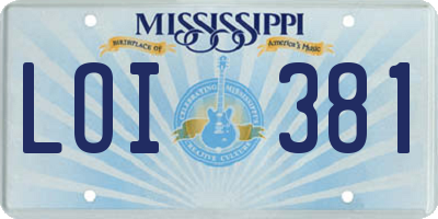 MS license plate LOI381