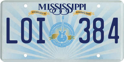 MS license plate LOI384