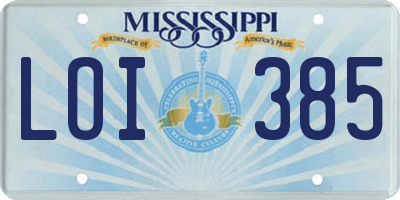 MS license plate LOI385