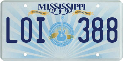 MS license plate LOI388