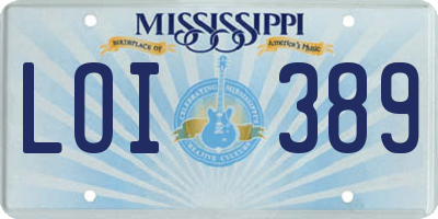 MS license plate LOI389