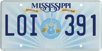 MS license plate LOI391