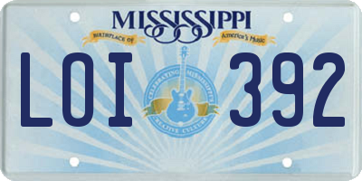 MS license plate LOI392