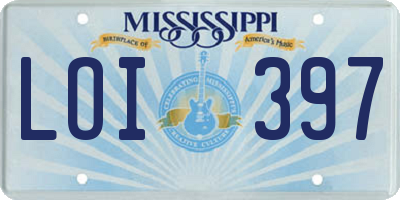 MS license plate LOI397
