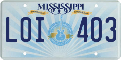 MS license plate LOI403