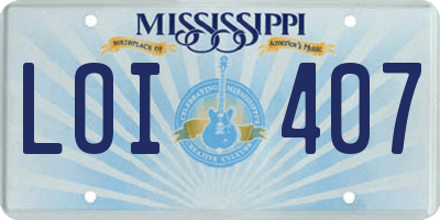 MS license plate LOI407