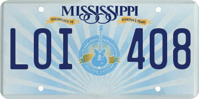 MS license plate LOI408