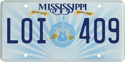 MS license plate LOI409