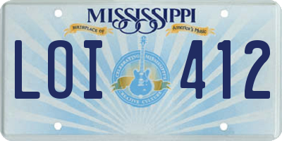 MS license plate LOI412