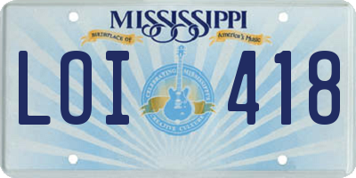MS license plate LOI418