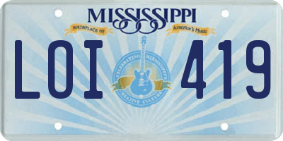 MS license plate LOI419