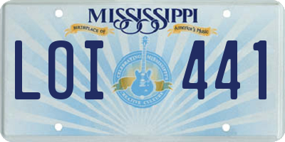MS license plate LOI441