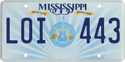 MS license plate LOI443