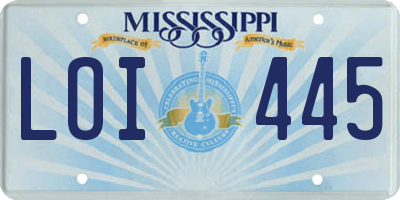 MS license plate LOI445