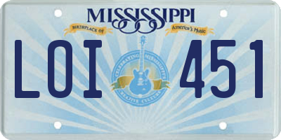MS license plate LOI451