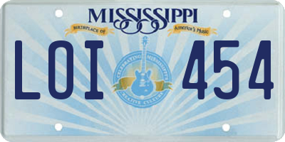 MS license plate LOI454