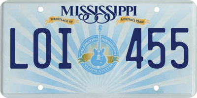 MS license plate LOI455