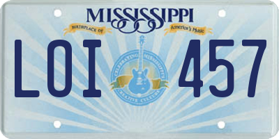 MS license plate LOI457