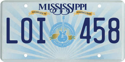 MS license plate LOI458