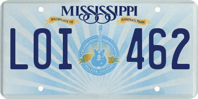 MS license plate LOI462