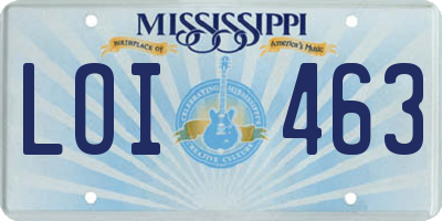 MS license plate LOI463
