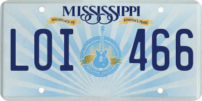 MS license plate LOI466